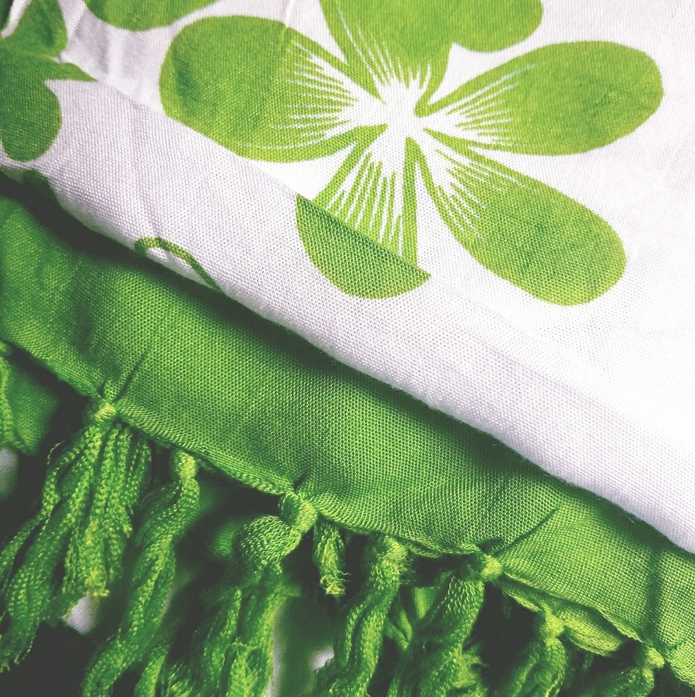 Green Plumeria Sarong/ Pareo